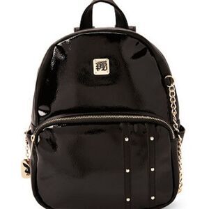 Playboy Black PB Logo Gold Chain Backpack